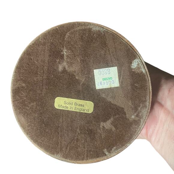 VTG 70s Mid Century Modern large brass and wood candlestick - Picture 4 of 4